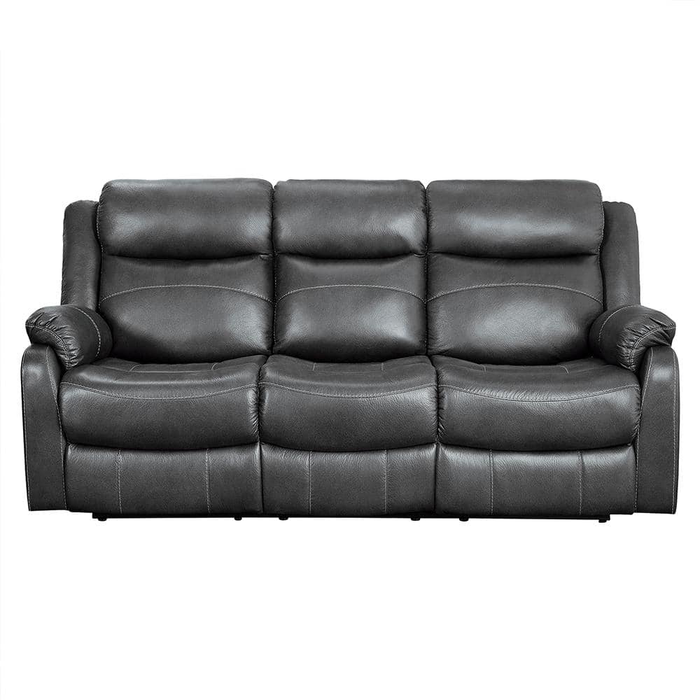 Goby 84.5 in. W Straight Arm Microfiber Rectangle Manual Reclining Sofa wit