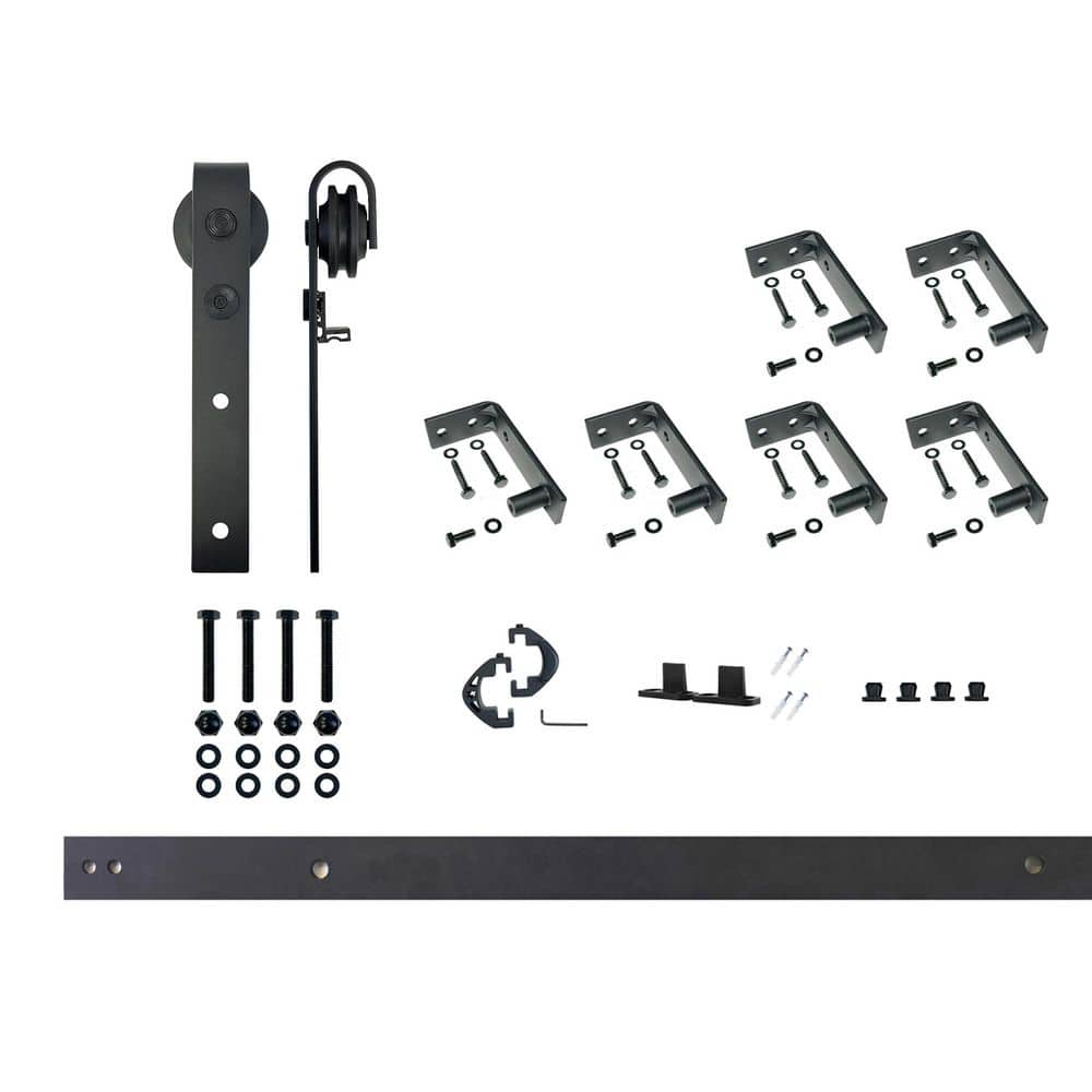 8 ft./96 in. Black Rustic Ceiling Mount Non-Bypass Sliding Barn Door Track and Hardware Kit for Single Door price history on PriceWatchPro