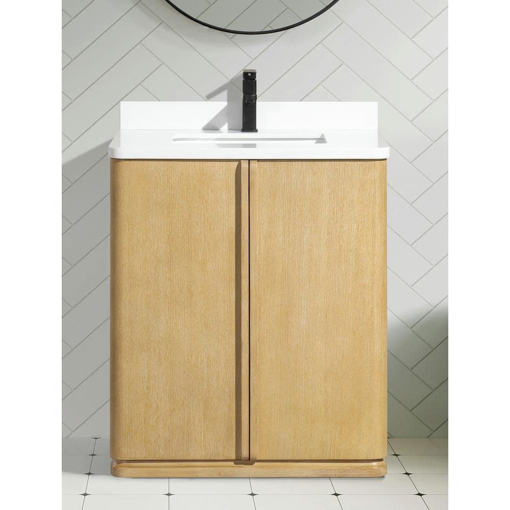 Lucas 30" Washed Oak Single Vanity with Quartz Top