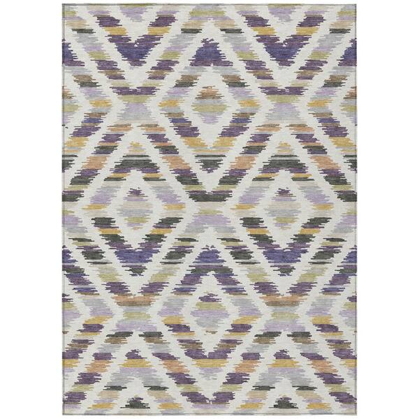 Chantille Machine Washable Indoor/Outdoor Abstract ACN2453 Purple 5 ft. x 7 ft. 6 in. Area Rug