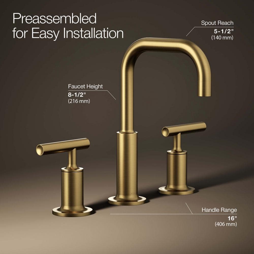 Vibrant Brushed Moderne Brass Widespread Bathroom Faucet
