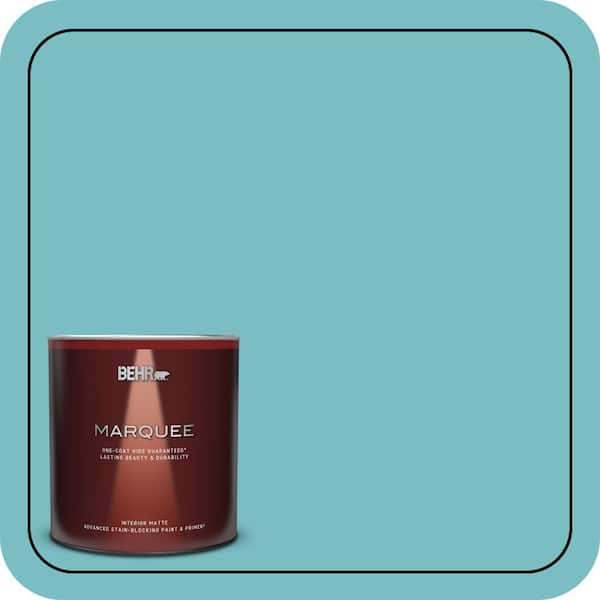BEHR MARQUEE 1 qt. #M460-4 Pure Turquoise One-Coat Hide Matte Interior Paint & Primer