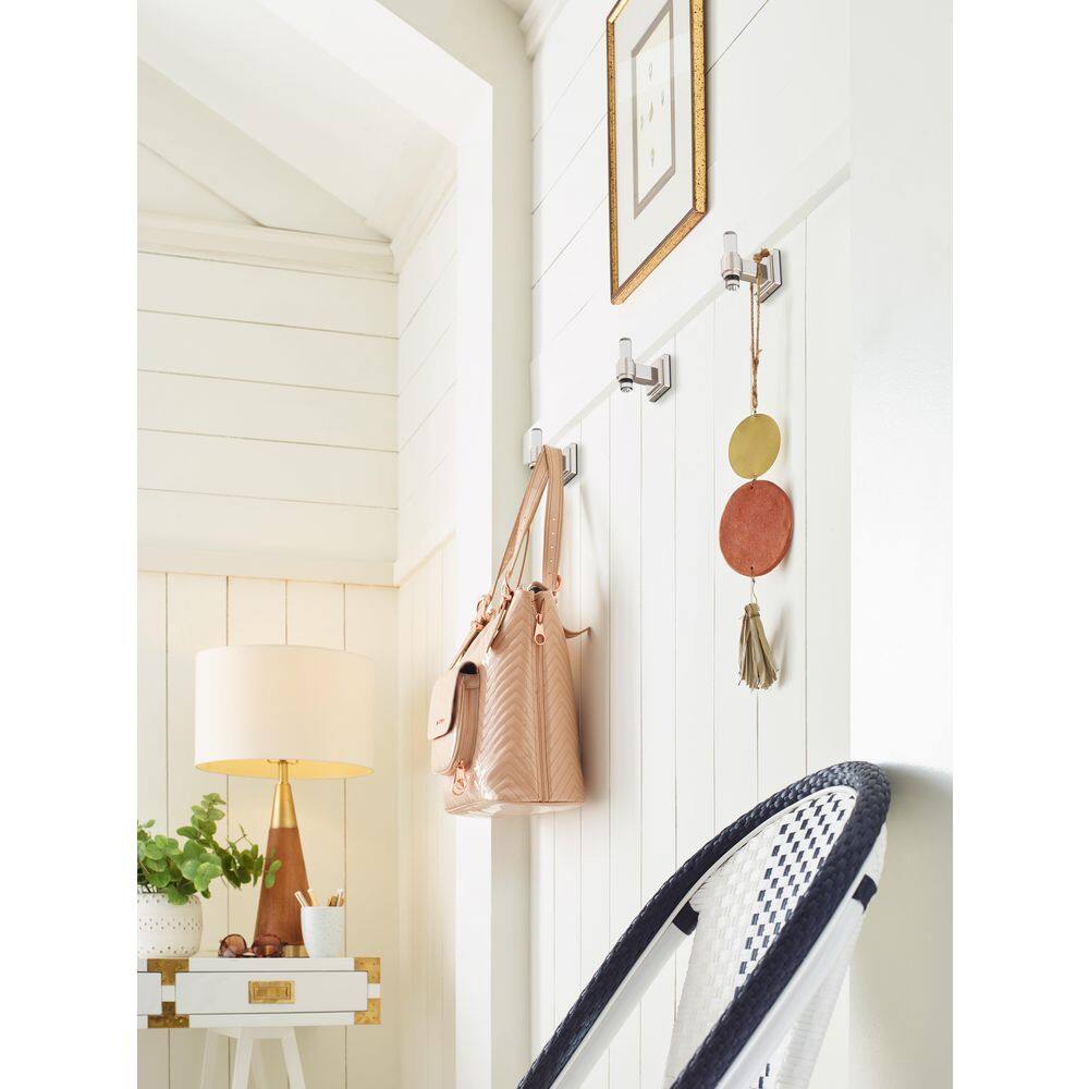 Clear and Brushed Nickel Single Prong Robe Hook