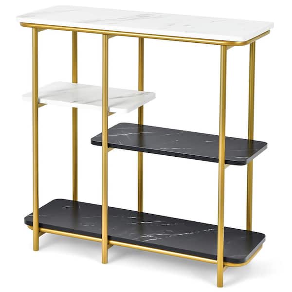 Costway 31.5 in. 4-Tier Console Table Accent Buffet Storage Shelf Modern Steel Frame for Entrance
