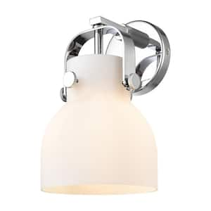 Pilaster II Bell 6.5 in. 1-Light Polished Chrome Wall Sconce with Glass Shade