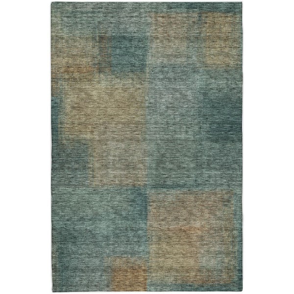 Dream Shag Premium Machine Washable Abstract ADS742 Teal 10 ft. x 14 ft. Area Rug