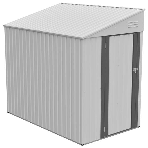 JUJABU 4 ft. W x 7 ft. White Lean-To Storage Shed, Metal Outdoor