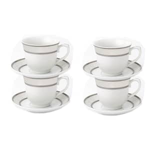 8 oz. Silver Porcelain Tea / Coffee Set (Set of 4)