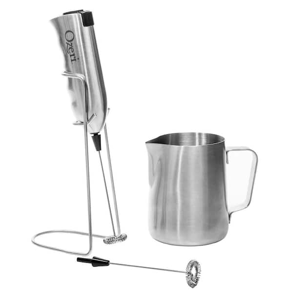 Deluxe Stainless Steel Handheld Milk Frother with Stand and Frothing Pitcher