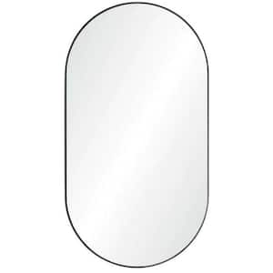 36 in. x 18 in. Wall Mounted Oval Shaped Mirror with Stainless Steel Metal Frame for Home Decor, Black