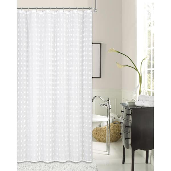 Cut Flower 72 in. Linen Look Fabric Shower Curtain