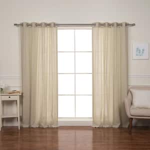 52" W X 96" L 100% Linen Silver Grommet Curtain Set Natural