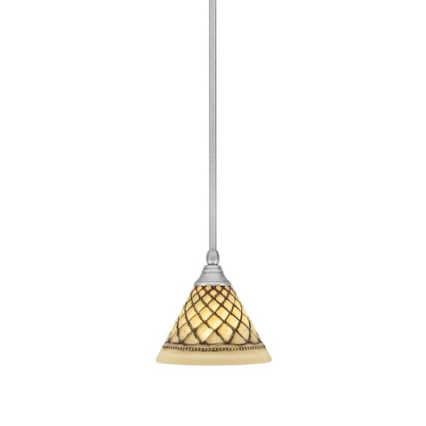 Unbranded Sparta 100-Watt 1-Light Brushed Nickel Shaded Pendant Light Mini Pendant with Chocolate Icing Glass and No Bulb Included
