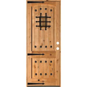 Krosswood Doors 44 in. x 96 in. Mediterranean Alder Sq Clear Low-E  Unfinished Wood Right-Hand Prehung Front Door with Left Half Sidelite  PHED.KA.300V.26.80.134.RH-M1-1.1LSL - The Home Depot