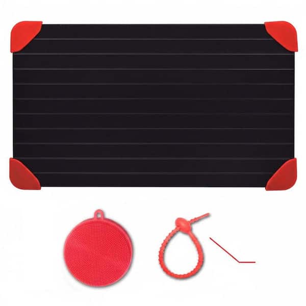 Black Aluminum Defrosting Tray Kitchen Thawing Plate with Silicone Corners Fast Natural Thawing Features 1 Pck