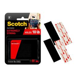 Scotch 1 in. x 3 in. Black Extreme Fasteners, 4 Strips, 2 Sets
