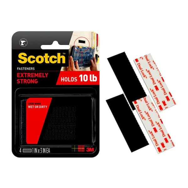 Scotch 1 in. x 3 in. Black Extreme Fasteners (2-Sets per Pack)