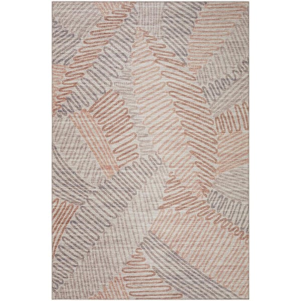 Yuma Beige 3 ft. x 5 ft. Geometric Indoor/Outdoor Washable Area Rug