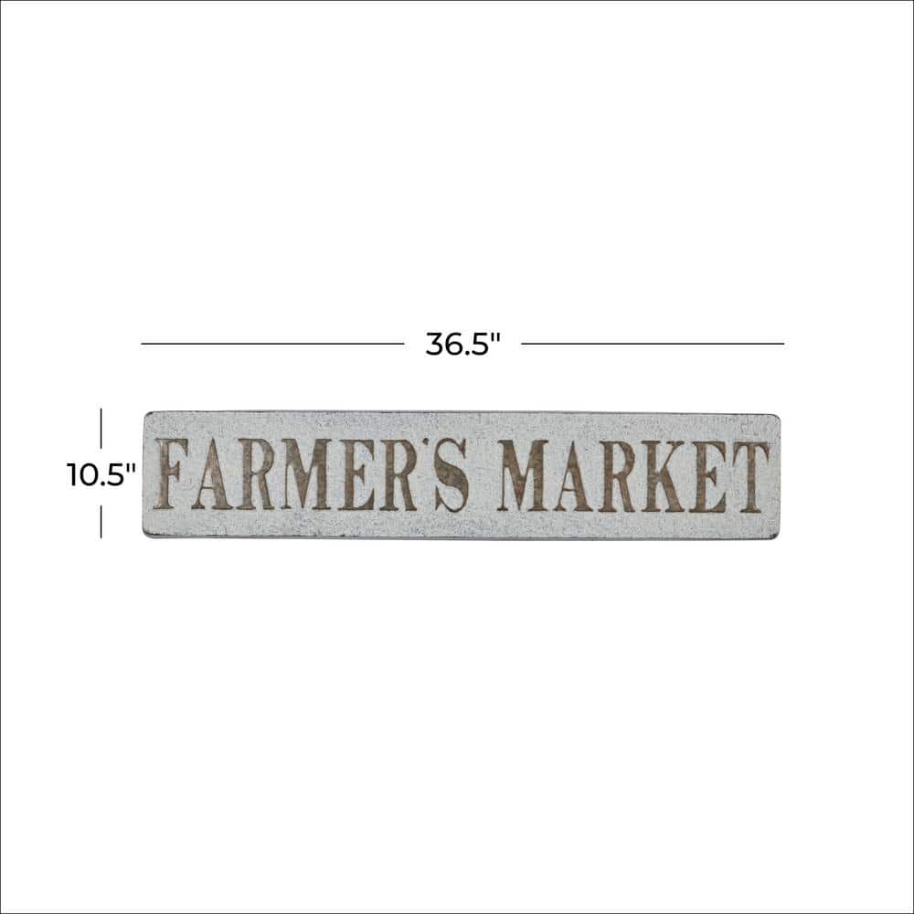 Beige and White Iron Rectangular Farmhouse Wall Sign