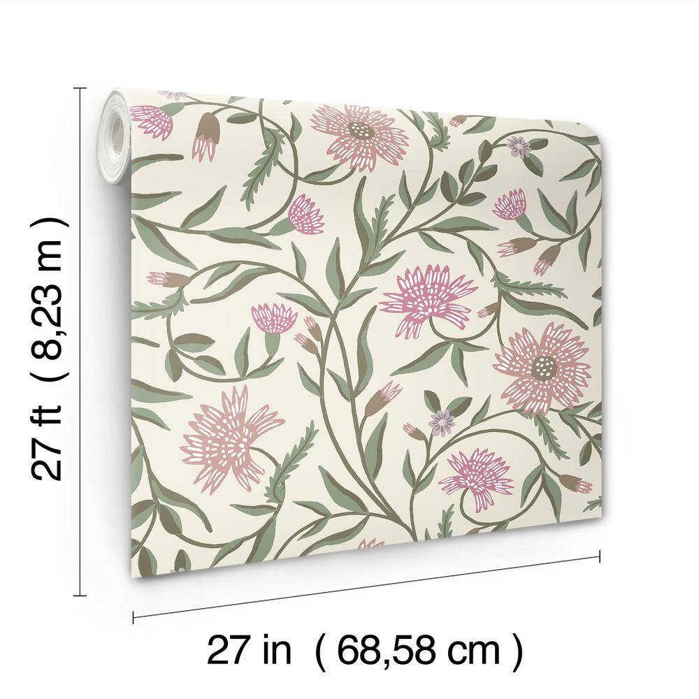 Aster Rose Non-Pasted Washable Floral Wallpaper