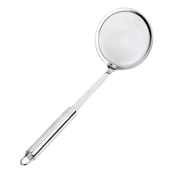 Silver Stainless Steel 4 in. Hot Pot Fat Skimmer Spoon, Fine Mesh Strainer for Skimming Grease and Foam