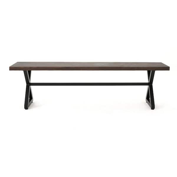 Miscool Anky 63 in. W 2-Person Brown Aluminium Outdoor Bench Ottoman