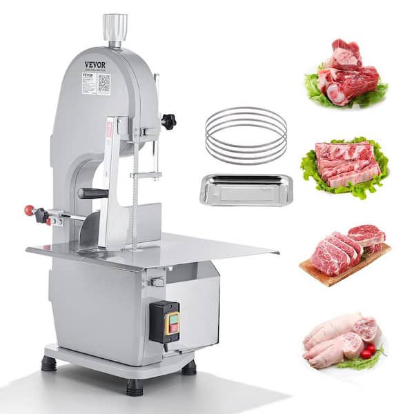 Commercial Electric Meat Bandsaw 1500-Watts Stainless Steel Bone Saw Machine Frozen Meat Cutter, Silver