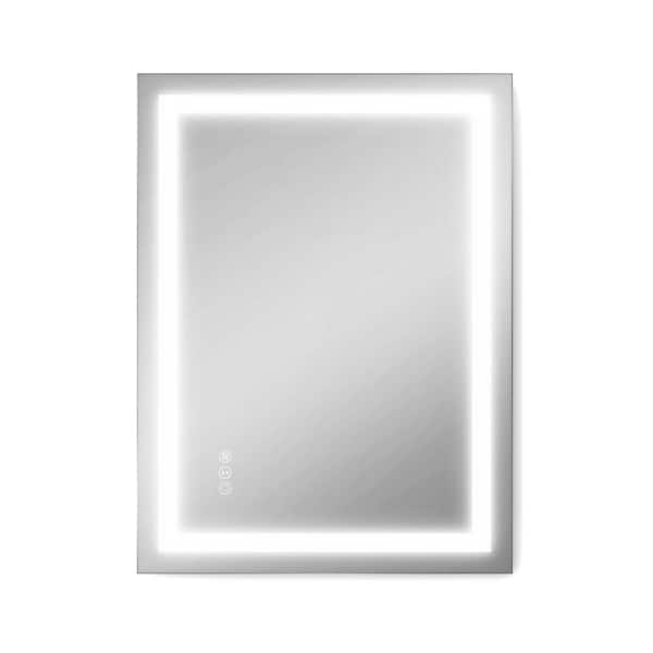 31.49 in. W x 39.37 in. H Large Rectangular Frameless LED Light Wall Bathroom Vanity Mirror in Silver