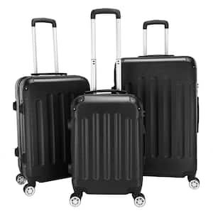 3-Piece Black Portable Traveling Spinner Luggage Set