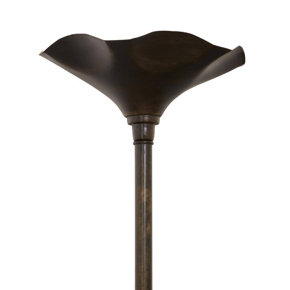 Antique Bronze and Gold Metal Candlestick Floor Lamp, 62.5"