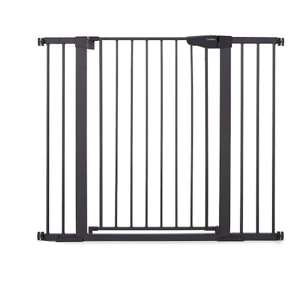 30.5 x 29.7-46 Steel Auto Close Baby Gate Pressure Mounted for Stairs, Pet Barrier Fence Panel, Flat/Spaced Picket Iron