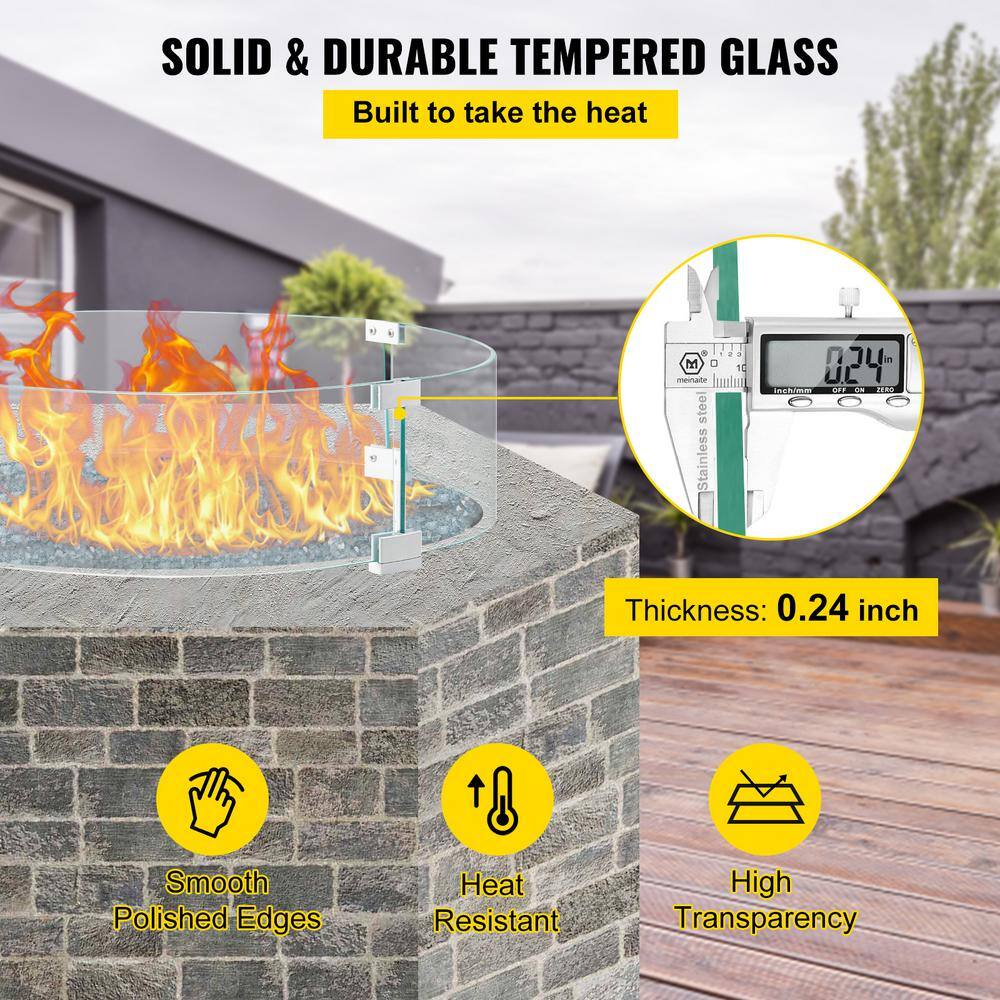 Clear Tempered Glass Round Fire Pit Wind Guard with Aluminum Feet