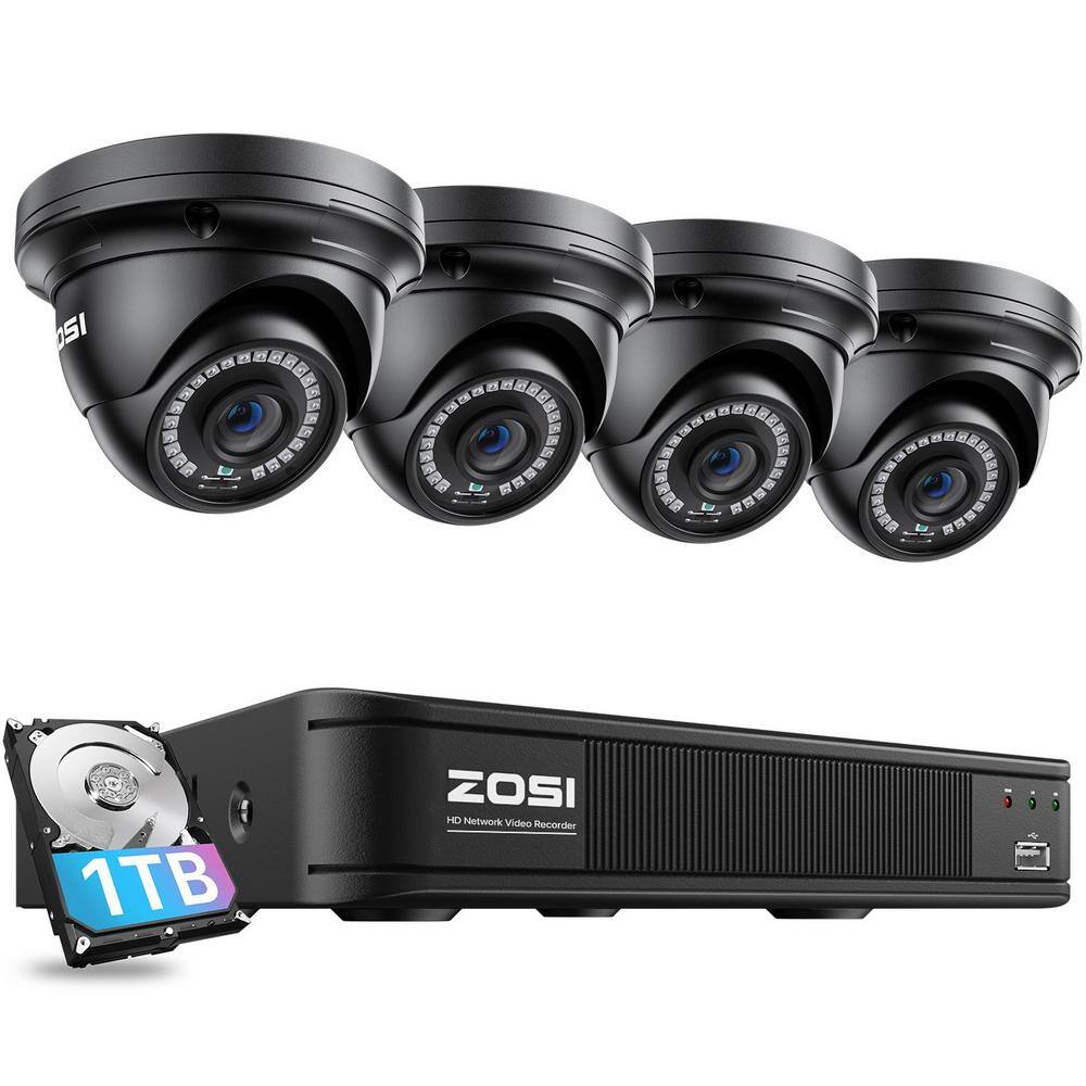 ZOSI 8-Channel 5MP POE 1TB NVR Security Camera System With 4 Wired ...