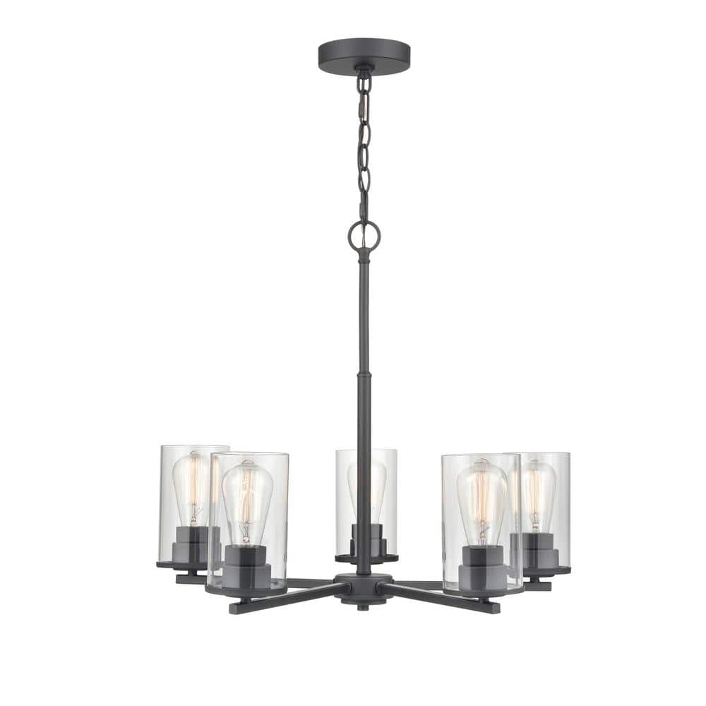 Verlana 5-Light 24 in. Matte Black Hardwired Chandelier (1-Pack) price history on PriceWatchPro
