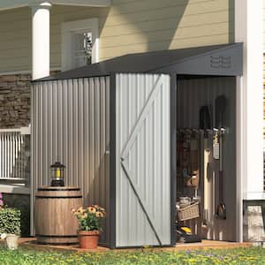 4.2 ft. W x 7 ft. D Outdoor Lean to Storage Metal Shed Grey (28 sq. ft.)