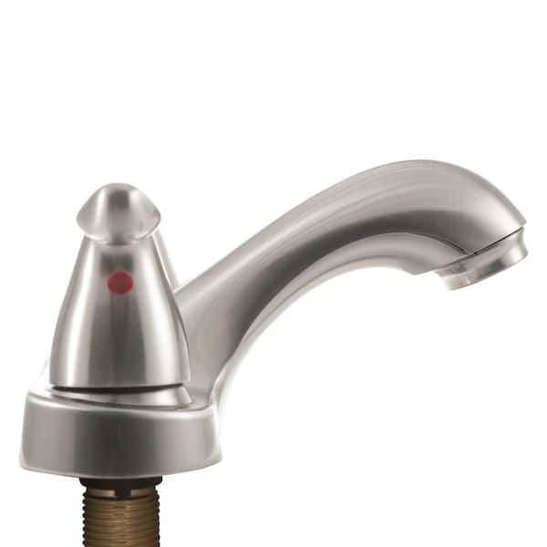 4 in. Centerset Double Handle Low-Arc Bathroom Faucet with Drain Kit Included in Brushed Nickel