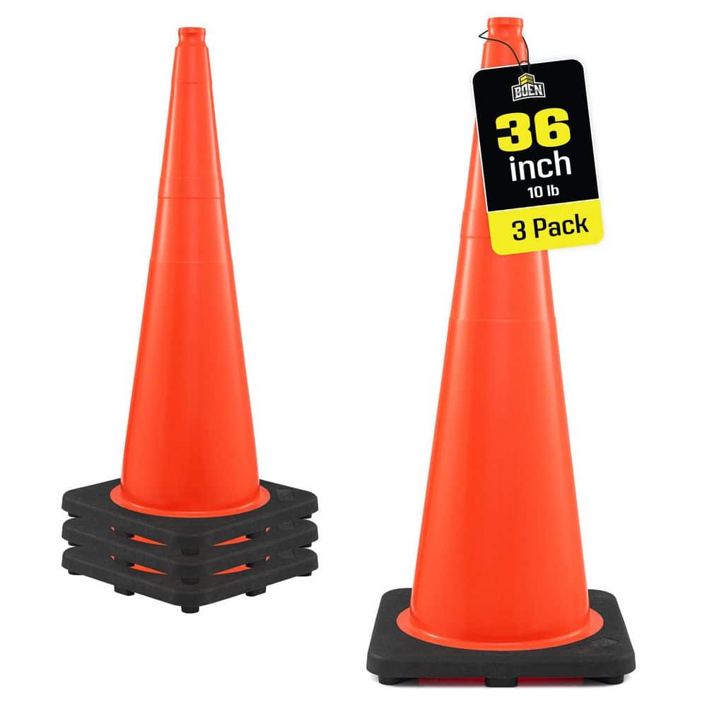 36 in, Orange Traffic Cones, 3-Pk, Safety Cones W/10 lbs. Base price history on PriceWatchPro