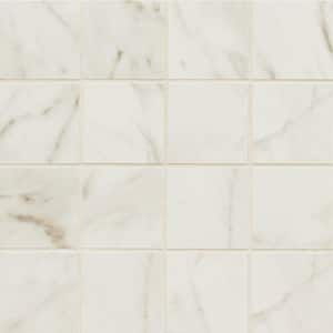 Leonardo Bianco 12 in. x 12 in. Matte Porcelain Mesh-Mounted Mosaic Floor and Wall Tile (10.89 sq. ft./Case)