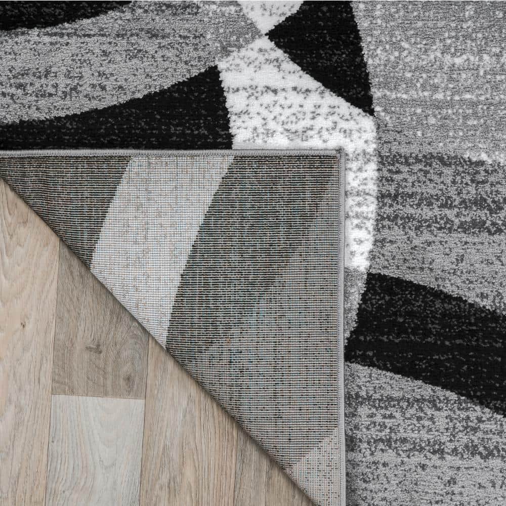 Gray Geometric Circles Synthetic Square Area Rug 6'6" x 6'6"