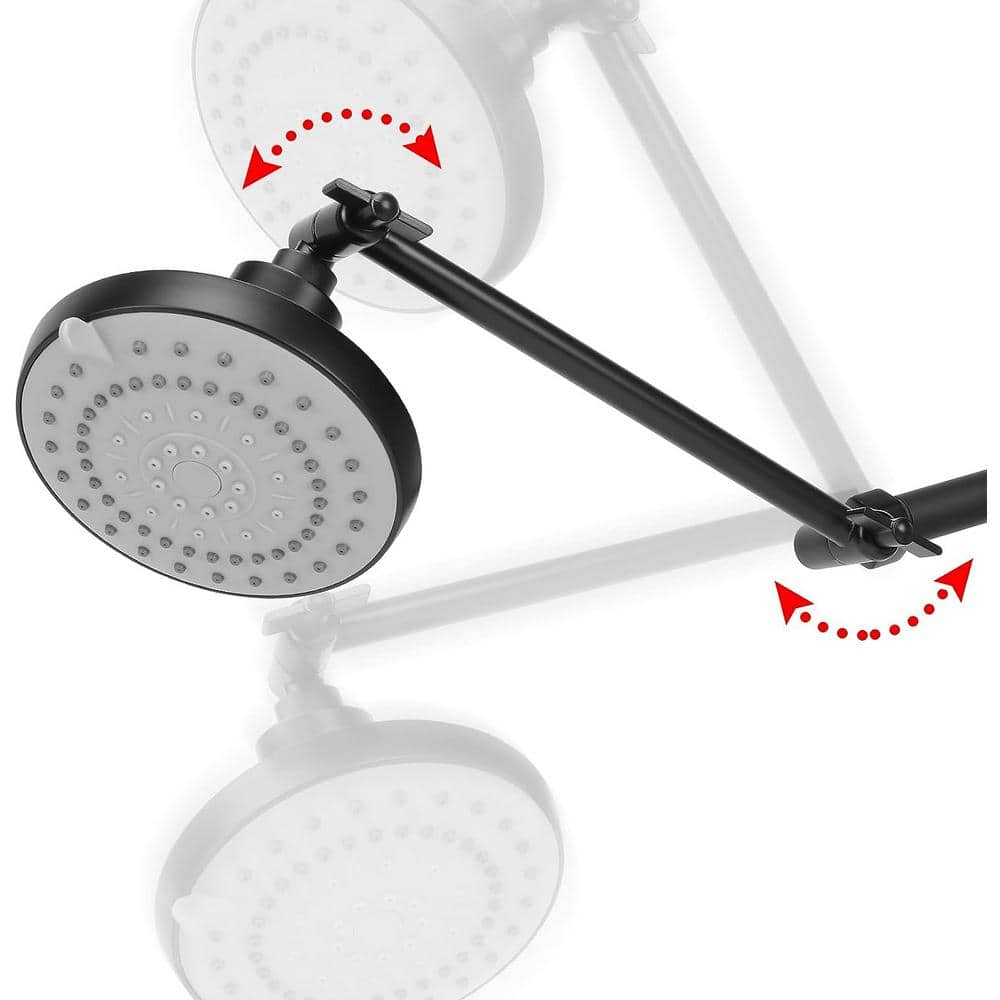 Shower Head with 11 in. Arm 5-Spray Patterns with 2.5 GPM 5 in. Wall Mount 