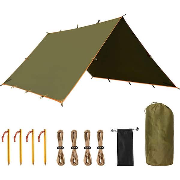 10 ft. x 10 ft. Brown Waterproof Portable Outdoor Camping Tarp Shelter