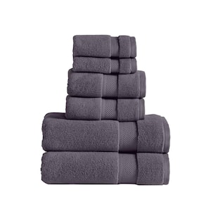 Luxury Quick Dry 6-Piece Solid Gray Cotton Towel Set