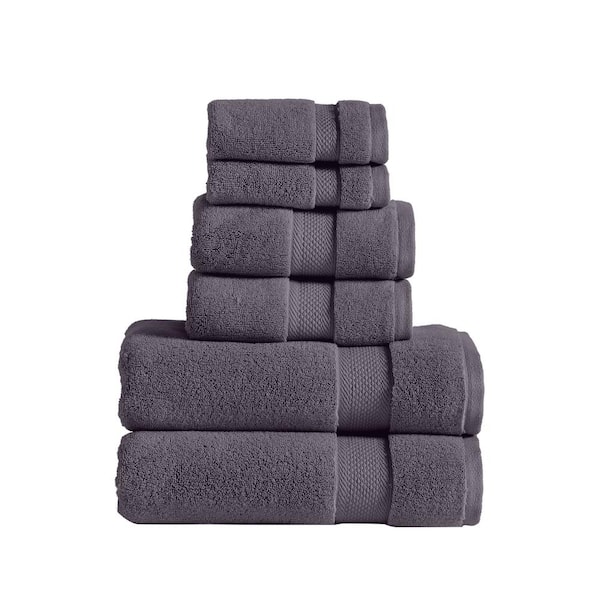 MODERN THREADS Luxury Quick Dry 6-Piece Solid Gray Cotton Towel Set