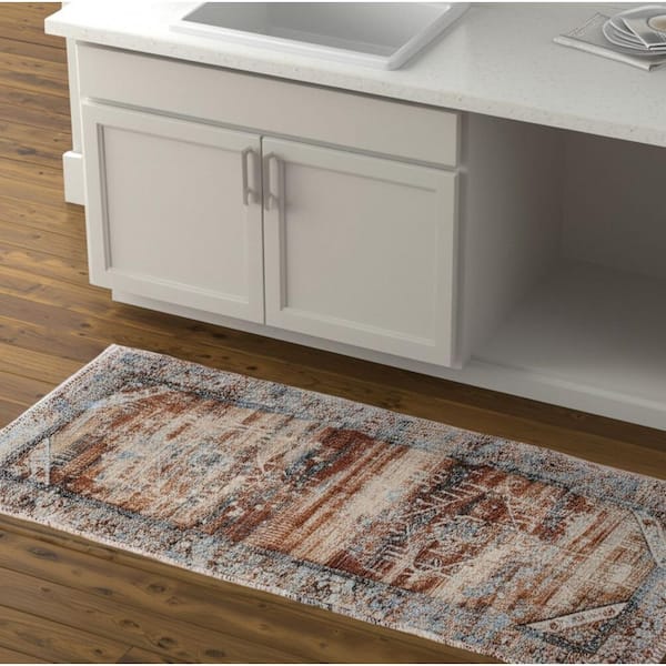 Blue 2 x 8 ft. Loomed Abstract Runner Indoor Area Rug