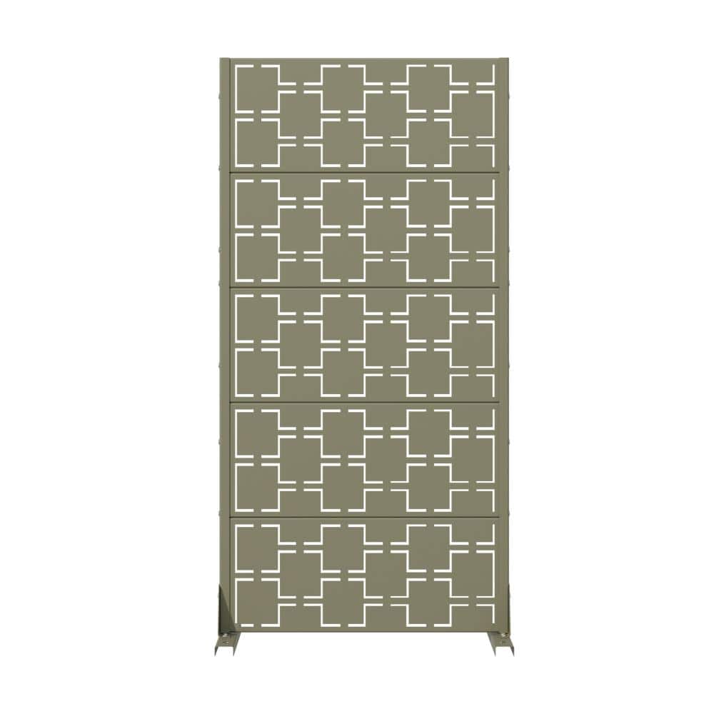 60 in. x 30 in. Olive Gray Metal Garden Fence Privacy Screen Decorative Screen Room Divider Lattice Panel for Patio price history on PriceWatchPro