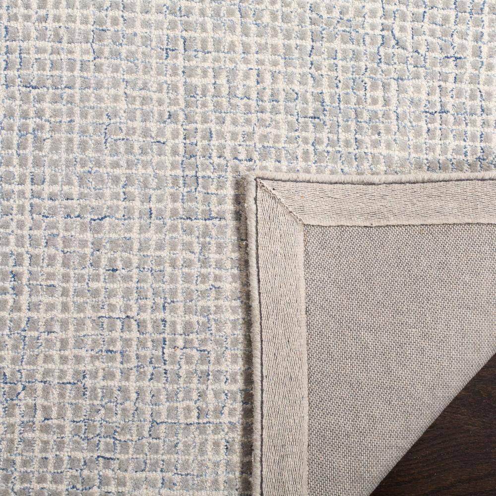 Hand-Tufted Abstract Blue & Silver Wool-Blend 8' x 10' Area Rug