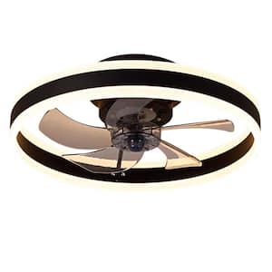 20 in. Indoor Black Low Profile Ceiling Fan with Light and Remote, Flush Mount Ceiling Fan with Dimmable Lights