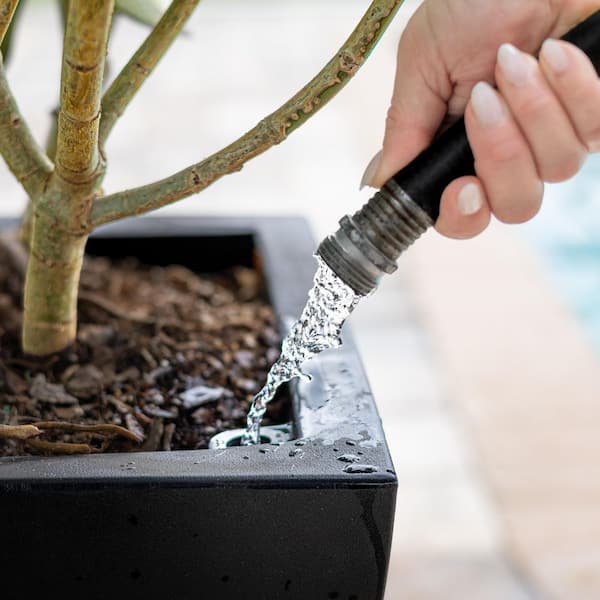 Mayne Acadia 20 in. Square Self-Watering Black Polyethylene