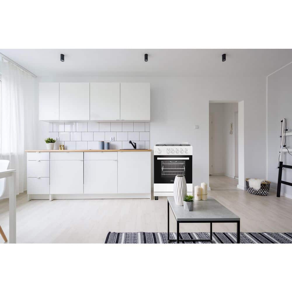 Premium White Freestanding Gas Range with 4 Burners and Oven
