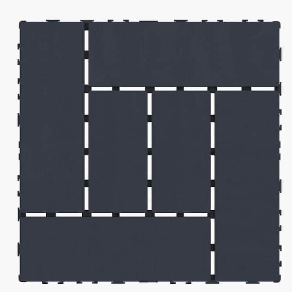 Unbranded Garden Path Tiles Outdoor Flooring Paver 12 in. x 12 in. Plastic Interlocking Deck Tiles 0.8 in. H in Gray (Pack of 44)